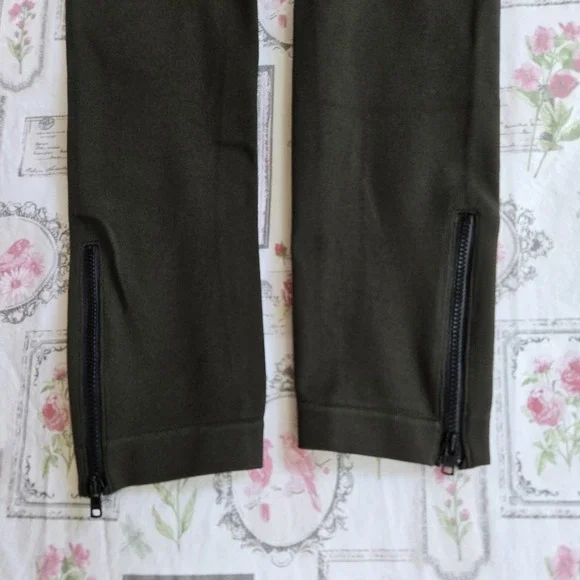 Spanx Seamless Olive Green High Rise Ankle Zip Leggings Stretch Size XL - Picture 4 of 6